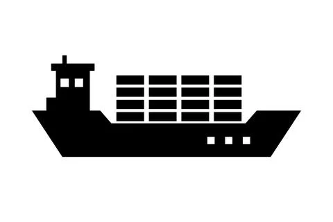 Cargo ship and cargo silhouette icon. Shipping industry. Vector. Stock Illustration