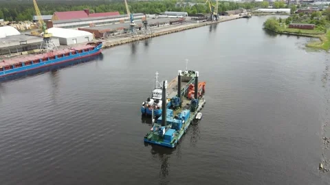 Cargo ship and port Stock Footage 159280921
