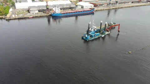 Cargo ship and port Stock Footage 159281009