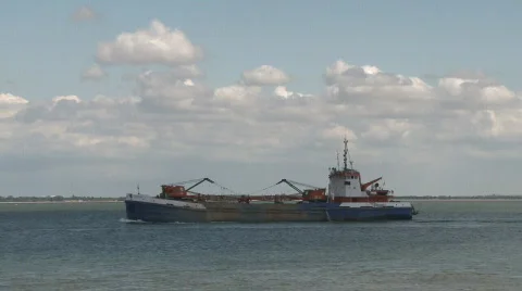 Cargo ship arriving Stock Footage 124832