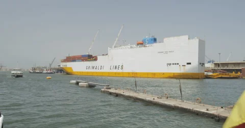 Cargo Ship at the Autonomous Port of Dakar, Senegal (4K) Stock Footage 47876305