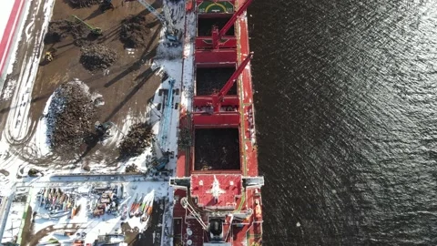 Cargo ship birds view Stock Footage 150255989