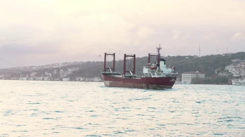 Cargo ship in the Bosphorus. Stock Footage 144338134