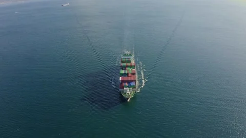 Cargo ship carrying container export goods cargo yard port ocean concept freight 스톡 동영상 336446649