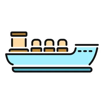 Cargo ship carrying containers icon for global logistics Illustrazione stock