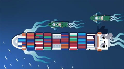 Cargo Ship Carrying Containers  For Import Export Goods To A Customer. Illustrazione stock