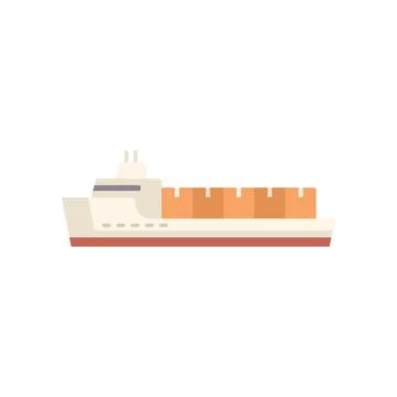 Cargo ship carrying freight containers on white background Stock Illustration