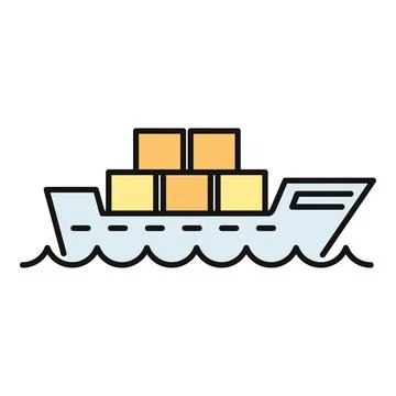 Cargo ship carrying freight containers on ocean waves Stock Illustration