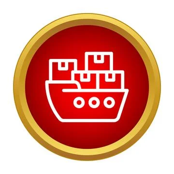Cargo ship carrying packages icon for global logistics Illustrazione stock