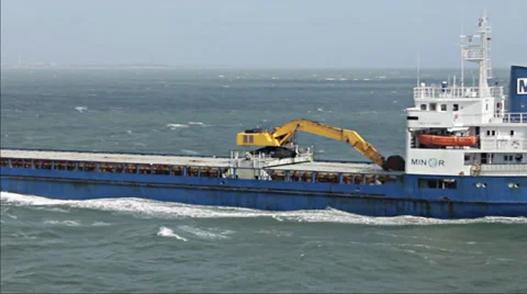 Cargo ship close sails past 動画素材 38006095
