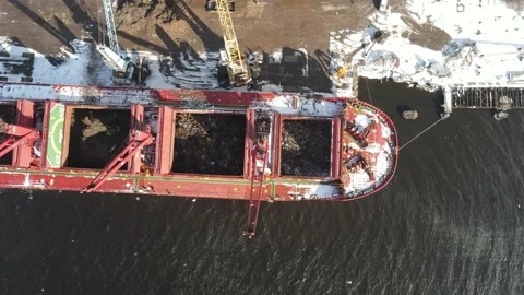 Cargo ship closeup aerial view Stock Footage 150255827
