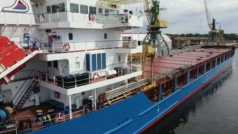 Cargo ship closeup Stock Footage 159281035