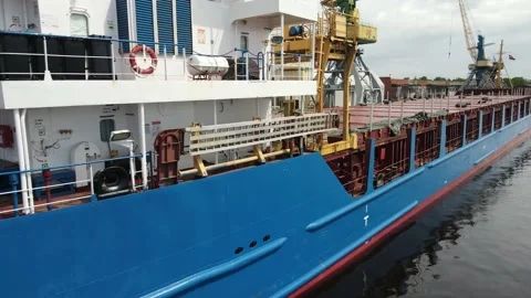 Cargo ship closeup Stock Footage 159281102