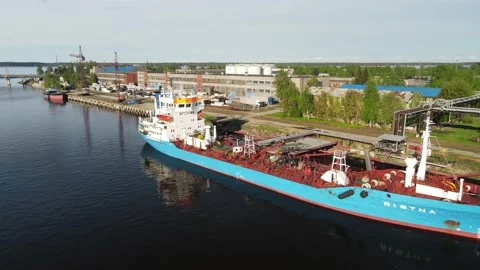 Cargo ship closeup in port Stock Footage 159280414