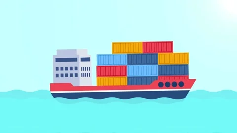 Cargo Ship with Colorful Containers on the Ocean Stock Footage 307105063