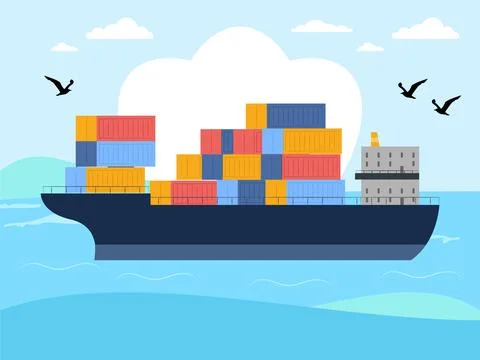 Cargo Ship Concept Illustration Stock Illustration
