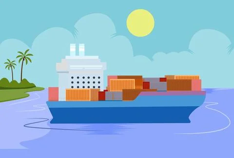 Cargo Ship Concept Illustration Illustrazione stock