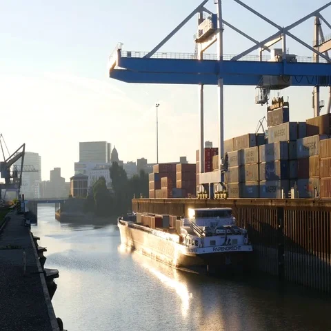 A cargo ship in container port is loading Stock Footage 69408482