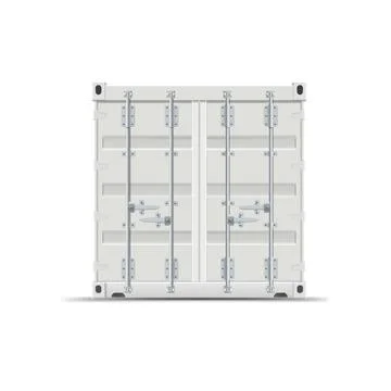 Cargo ship container vector mockup back view, white transportation freight Stock Illustration