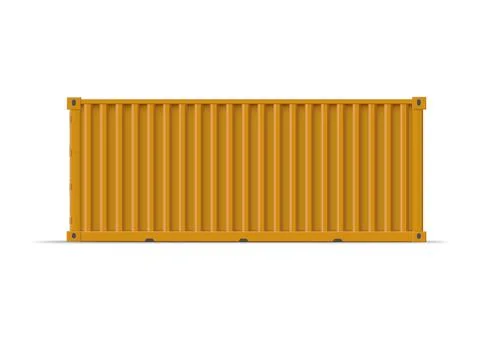 Cargo ship container vector mockup, orange storage shipping metal freight Stock Illustration