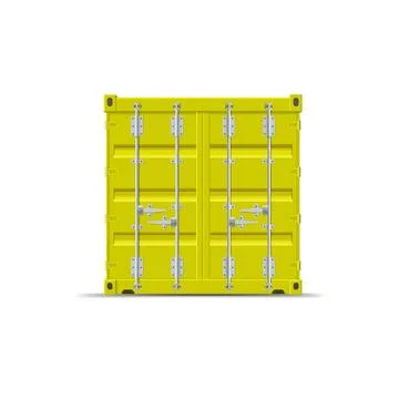 Cargo ship container vector mockup back view, yellow transportation metal Stock Illustration