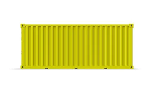 Cargo ship container vector mockup, yellow storage shipping metal freight Stock Illustration