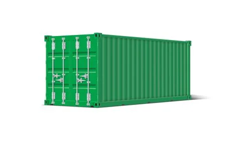 Cargo ship container vector mockup perspective view, green transportation Stock Illustration