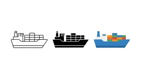 Cargo ship container vessel icon set Stock Illustration