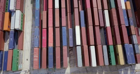 Cargo ship containers from drone Stock Footage 89748010