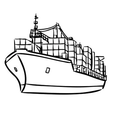 Cargo ship with containers Stock Illustration