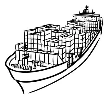 Cargo ship with containers Stock Illustration