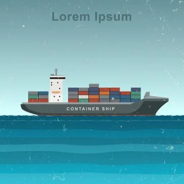 Cargo ship with containers Stock Illustration