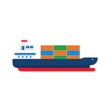 Cargo Ship with Containers Stock Illustration