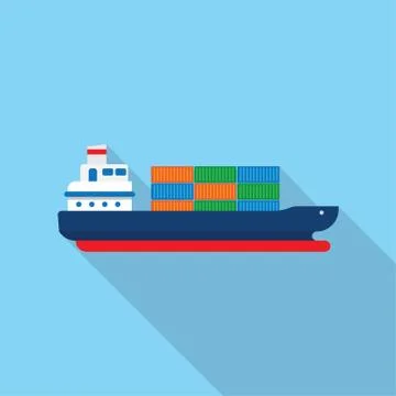 Cargo Ship with Containers Stock Illustration