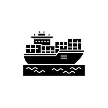 Cargo ship with containers olor line icon. Pictogram for web page, mobile app Stock-Illustration