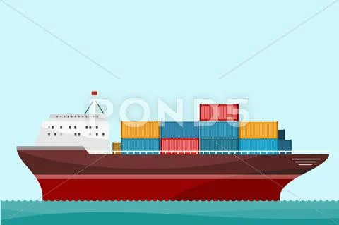 Cargo Ship Containers Shipping Stock Illustration
