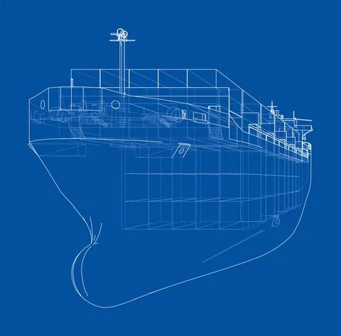 Cargo ship with containers. Vector Illustration