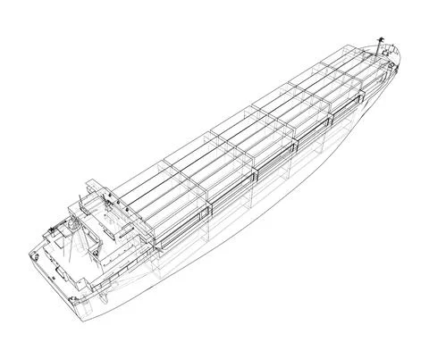 Cargo ship with containers. Vector Stock Illustration