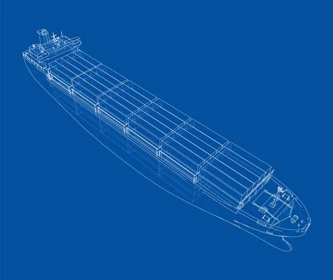 Cargo ship with containers. Vector Stock-Illustration