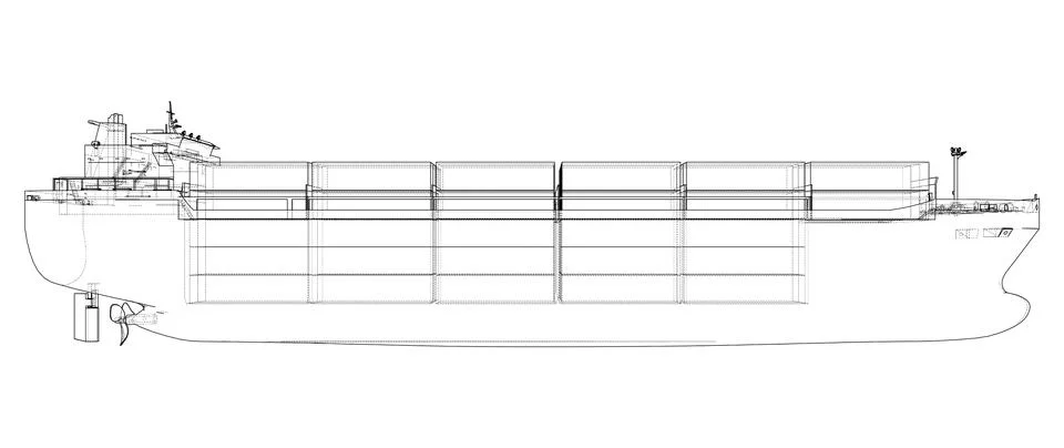 Cargo ship with containers. Vector Stock Illustration