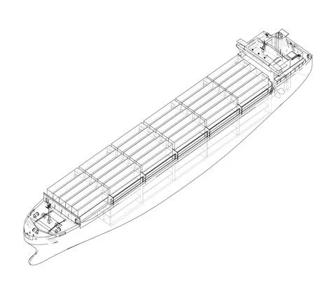 Cargo ship with containers. Vector Stock Illustration