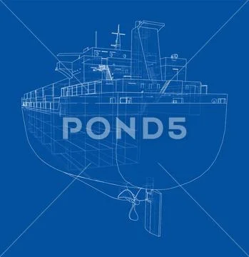 Cargo ship with containers. Vector Ilustração Stock
