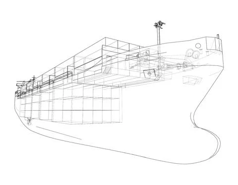 Cargo ship with containers. Vector Stock Illustration