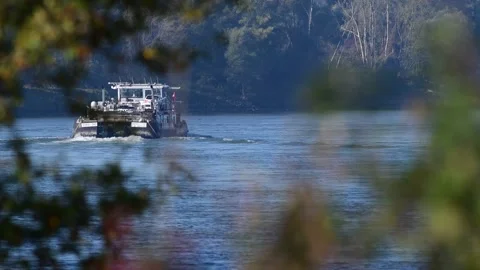 Cargo ship on the danube river Stock Footage 164033492