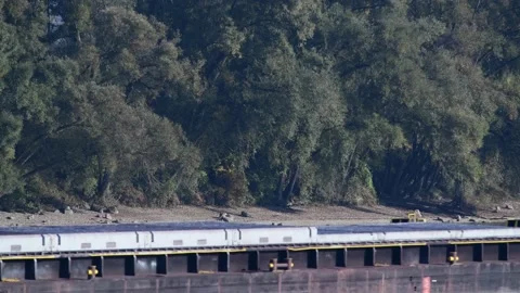Cargo ship on the danube river Stock Footage 164033546