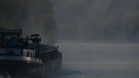 Cargo ship on the danube river Stock Footage 164142030