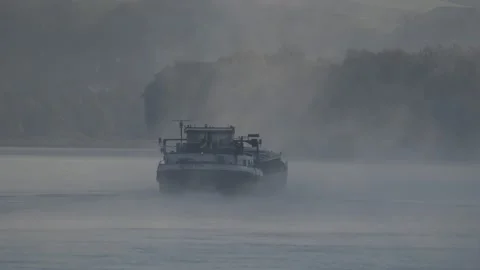 Cargo ship on the danube river Stock Footage 164142150