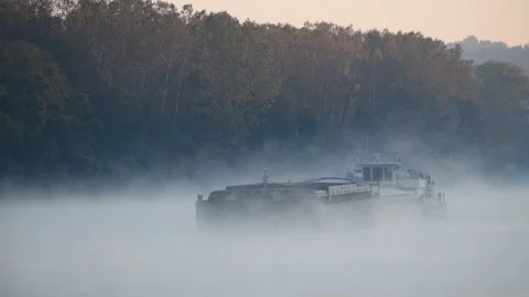 Cargo ship on the danube river Stock Footage 164142225