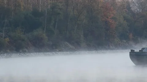 Cargo ship on the danube river Stock Footage 164142265
