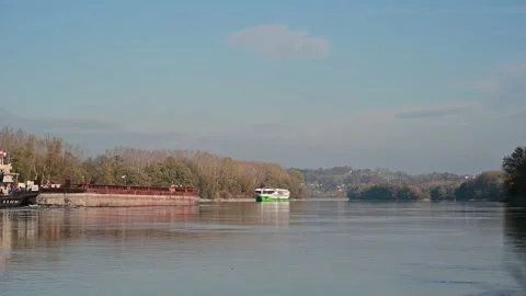 Cargo ship on the danube river Stock Footage 164665513
